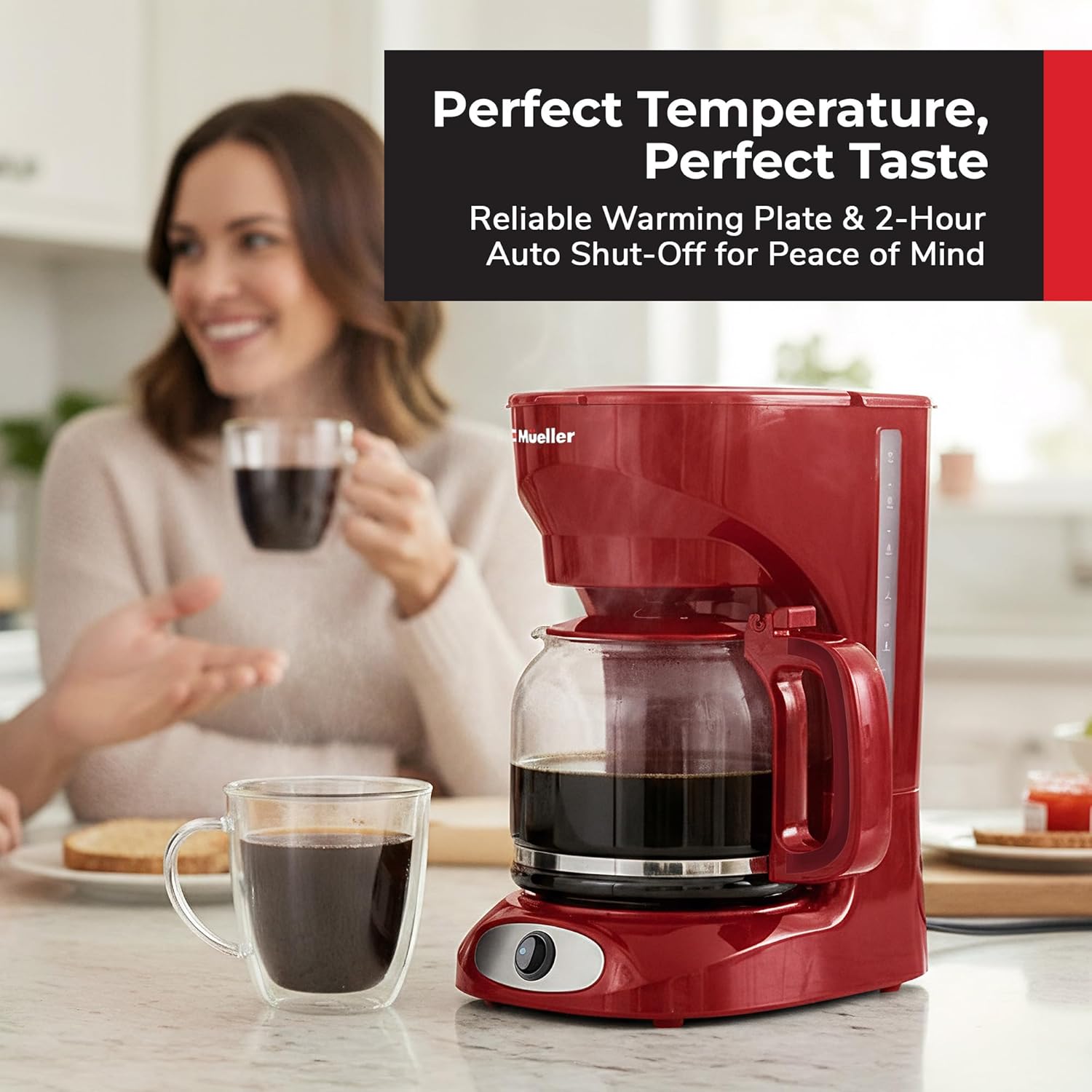 MUELLER HOME 12-Cup Red Coffee Maker Perfect gallery image 3