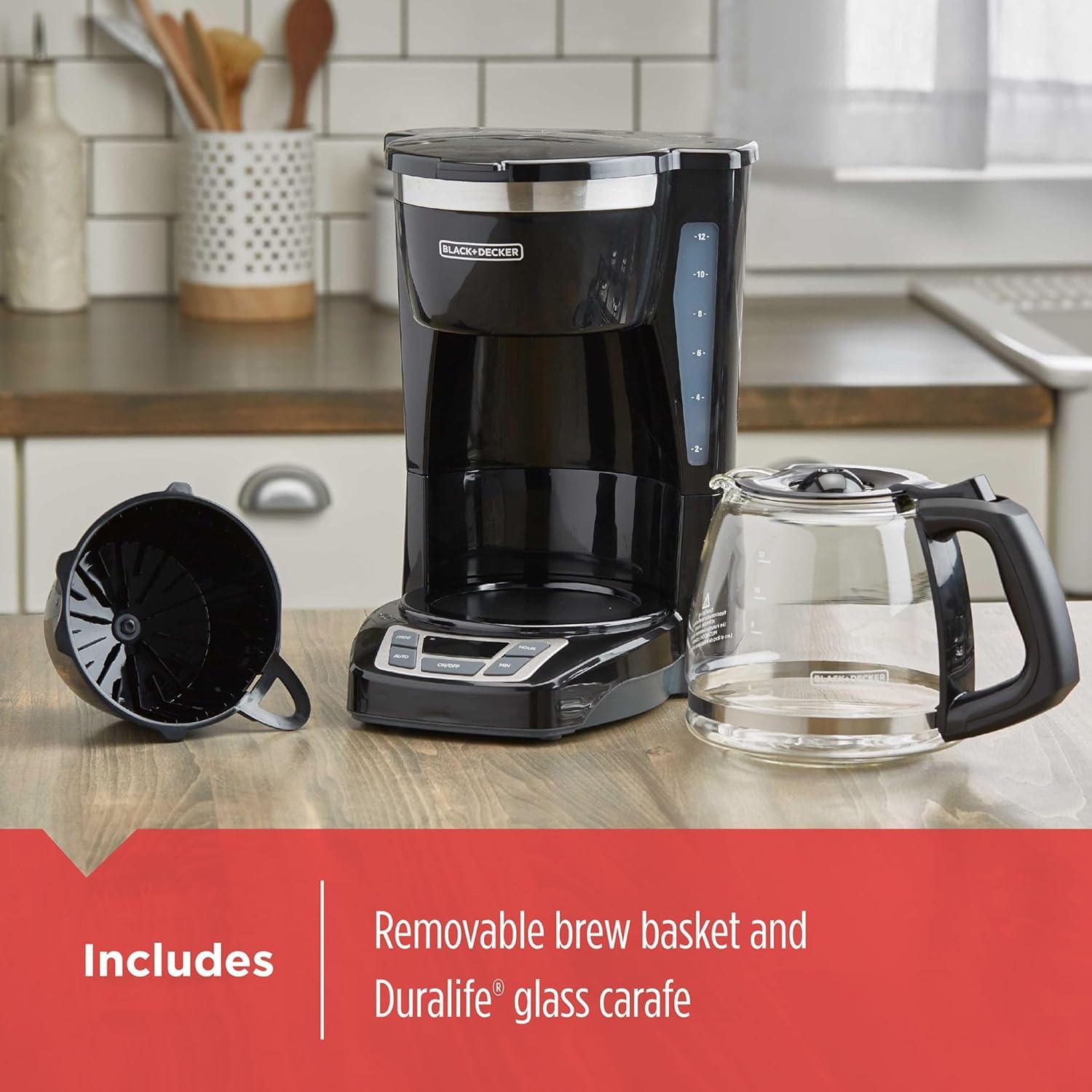 BLACK+DECKER 12-Cup Digital Coffee Maker Washable Basket gallery image 3