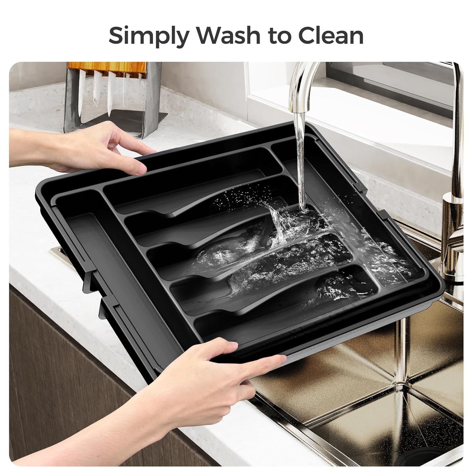 Extra Large Expandable Silverware Organizer BPA-Free Food-Safe gallery image 5