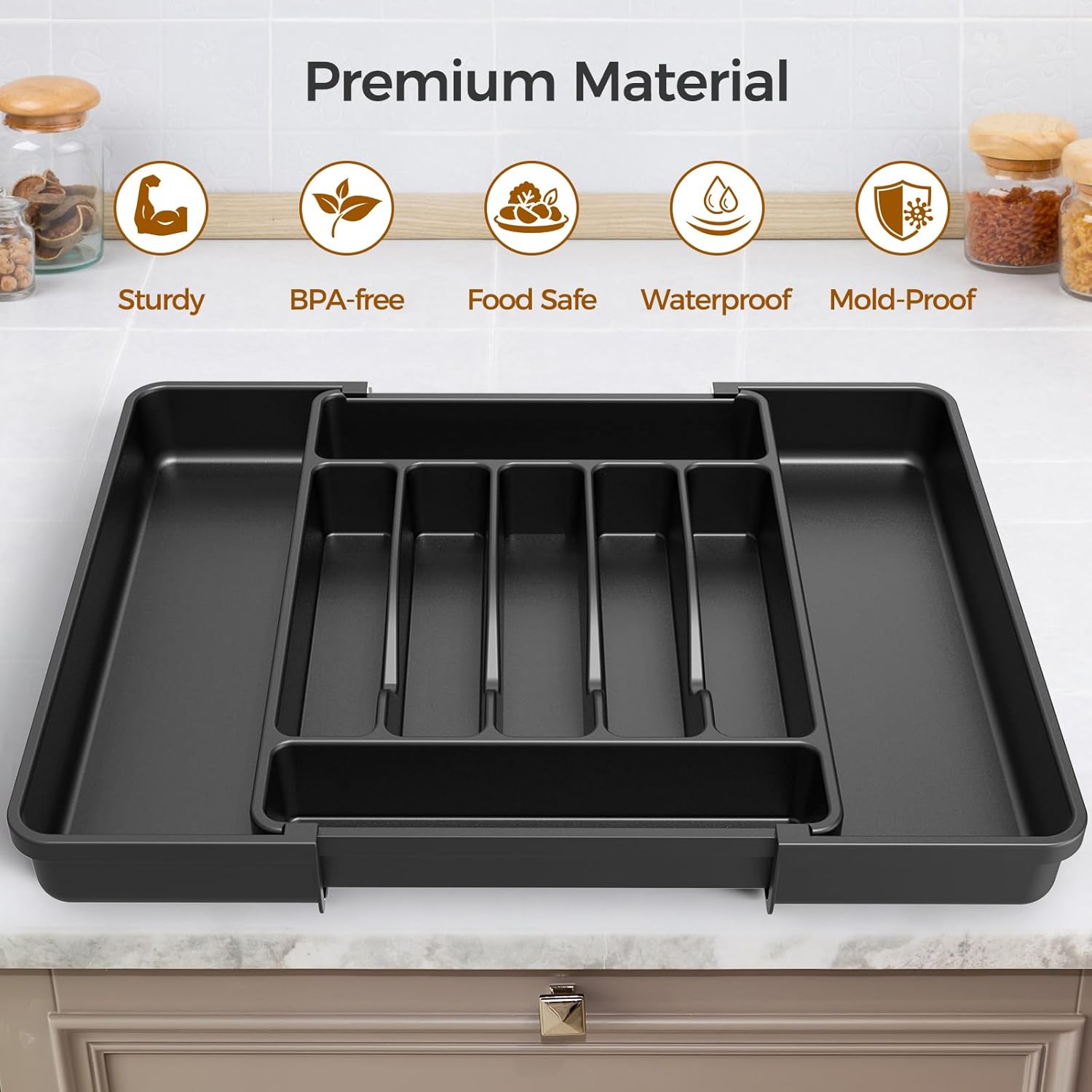 Extra Large Expandable Silverware Organizer BPA-Free Food-Safe thumbnail 4