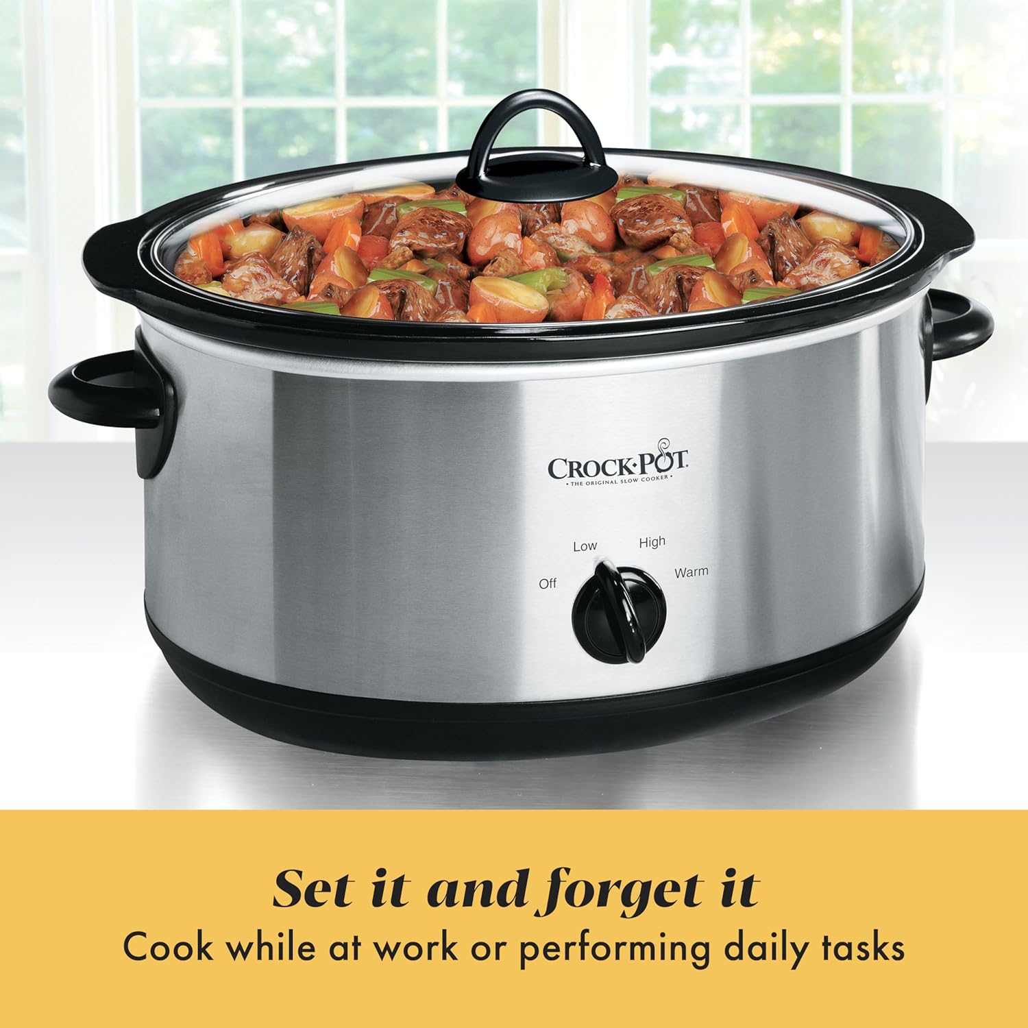 Crock-Pot 7 Quart Oval Manual Slow Cooker Stainless Steel thumbnail 5
